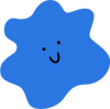 Blue cartoon-like star with a simple face on a white background
