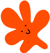Orange flower-like shape with a smiley face