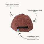 Brown cap with features highlighted on a white background